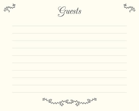 Detail Printable Guest Book Template Nomer 3