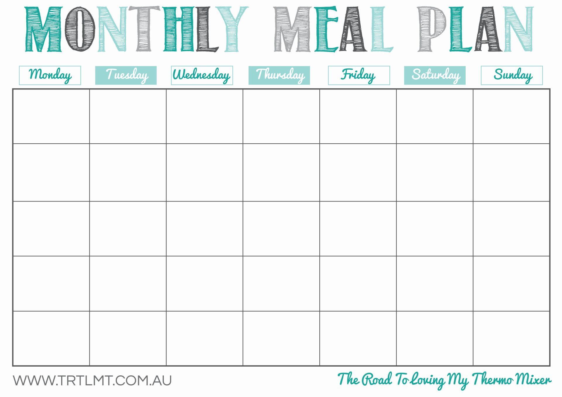 Printable Monthly Meal Planner Template - KibrisPDR