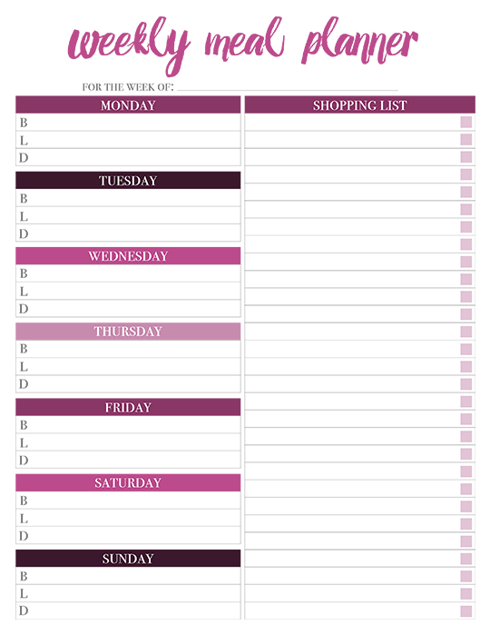 Detail Printable Monthly Meal Planner Template Nomer 12