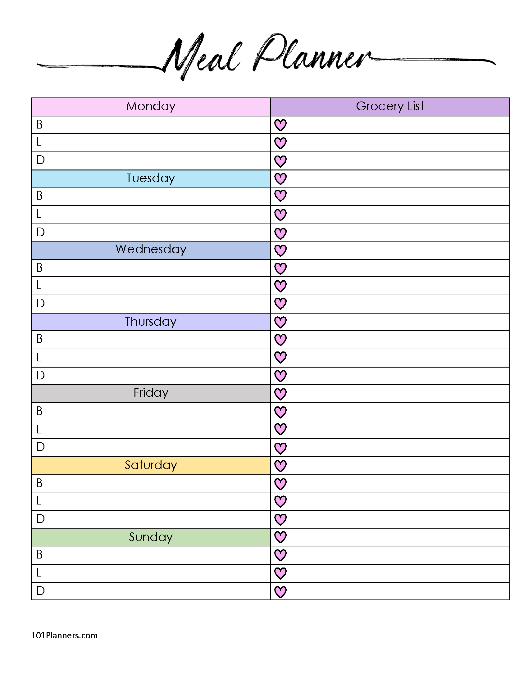 Detail Printable Monthly Meal Planner Template Nomer 15