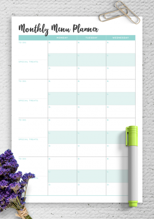 Detail Printable Monthly Meal Planner Template Nomer 18