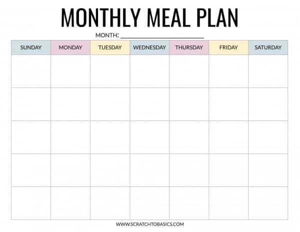 Detail Printable Monthly Meal Planner Template Nomer 23