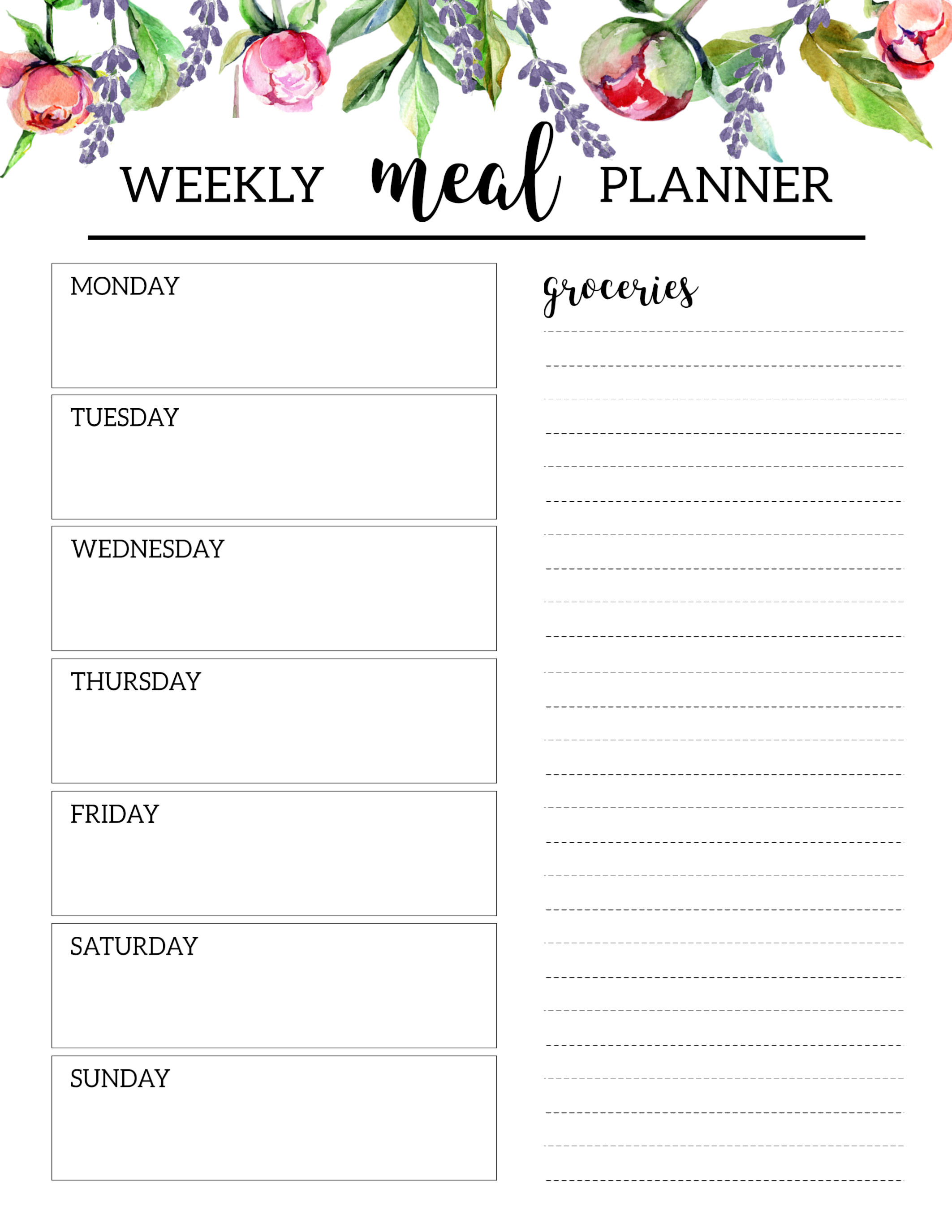 Detail Printable Monthly Meal Planner Template Nomer 42