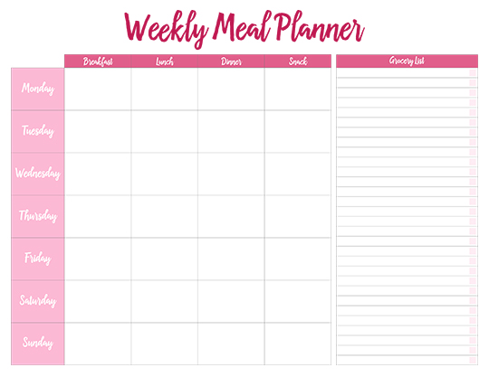 Detail Printable Monthly Meal Planner Template Nomer 6