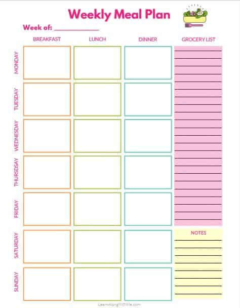 Detail Printable Monthly Meal Planner Template Nomer 56