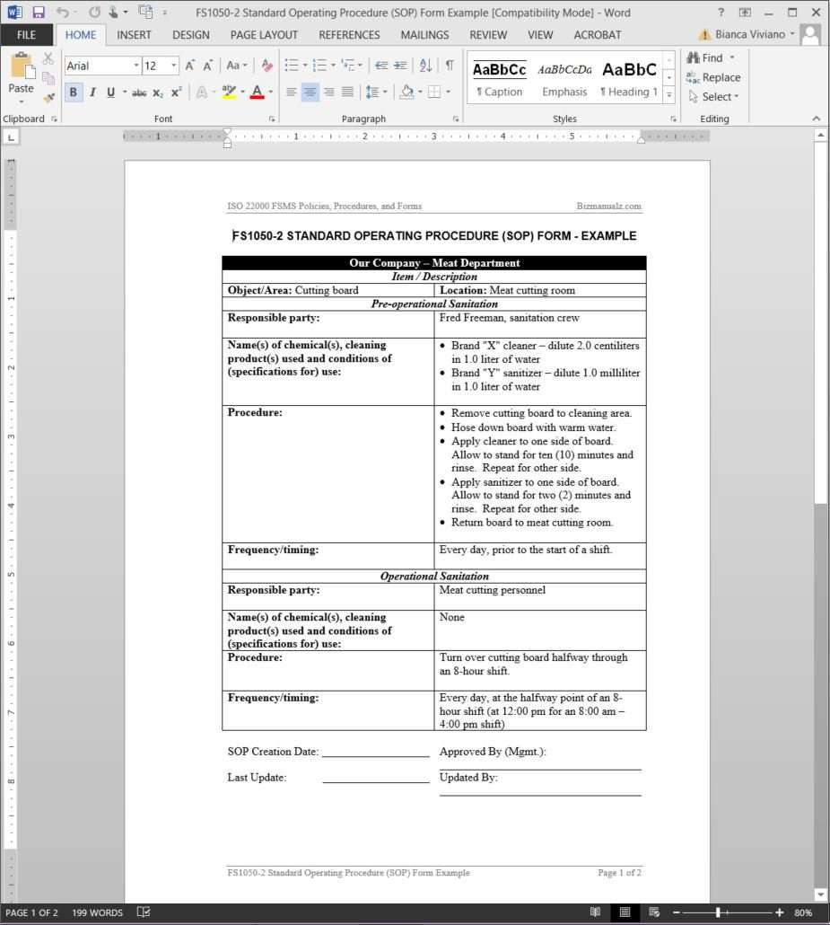 Detail Procedure Template Examples Nomer 13