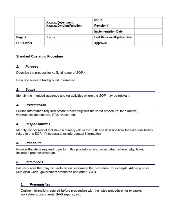 Detail Procedure Template Examples Nomer 4