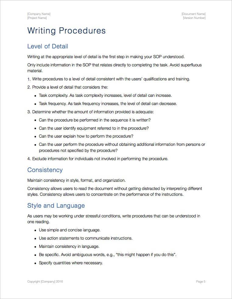 Detail Procedure Template Examples Nomer 52
