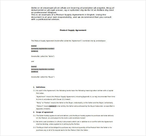 Detail Product Agreement Template Nomer 3