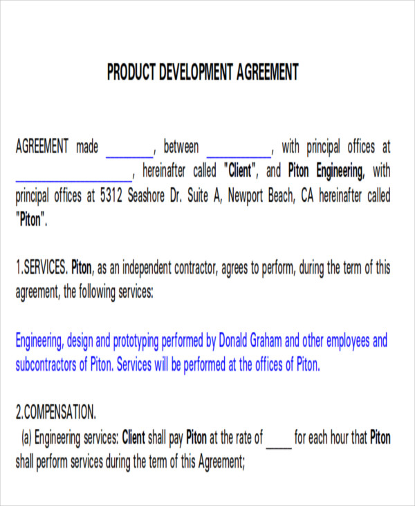 Detail Product Agreement Template Nomer 40