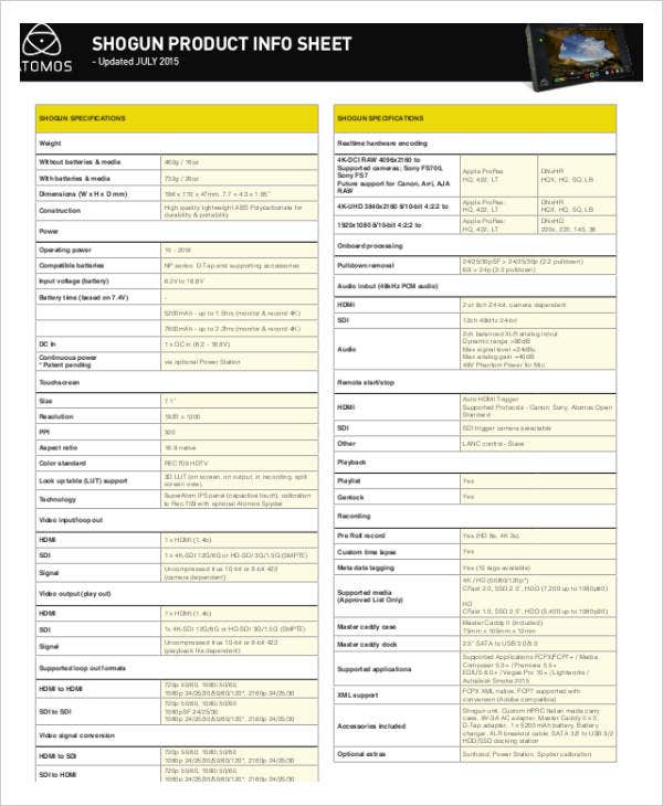 Detail Product Fact Sheet Template Nomer 32