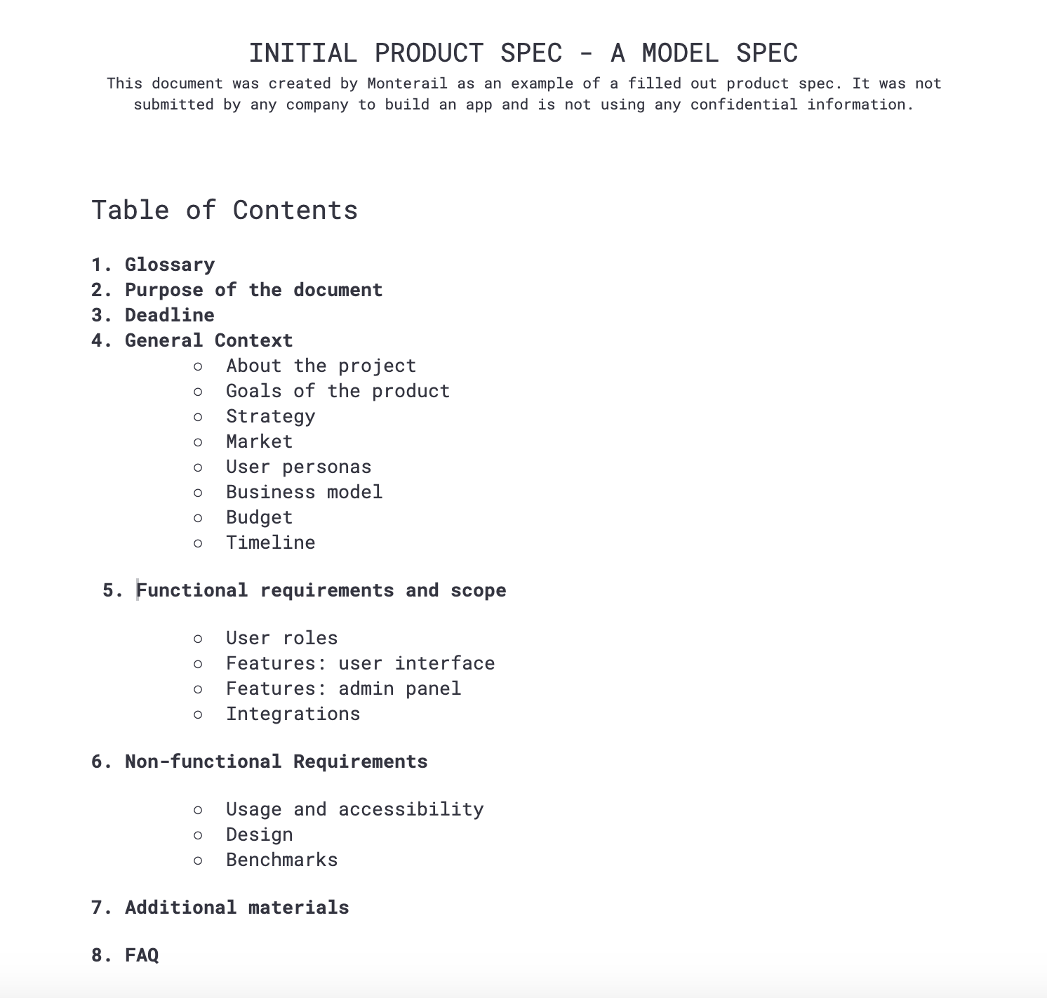 Detail Product Spec Template Nomer 33