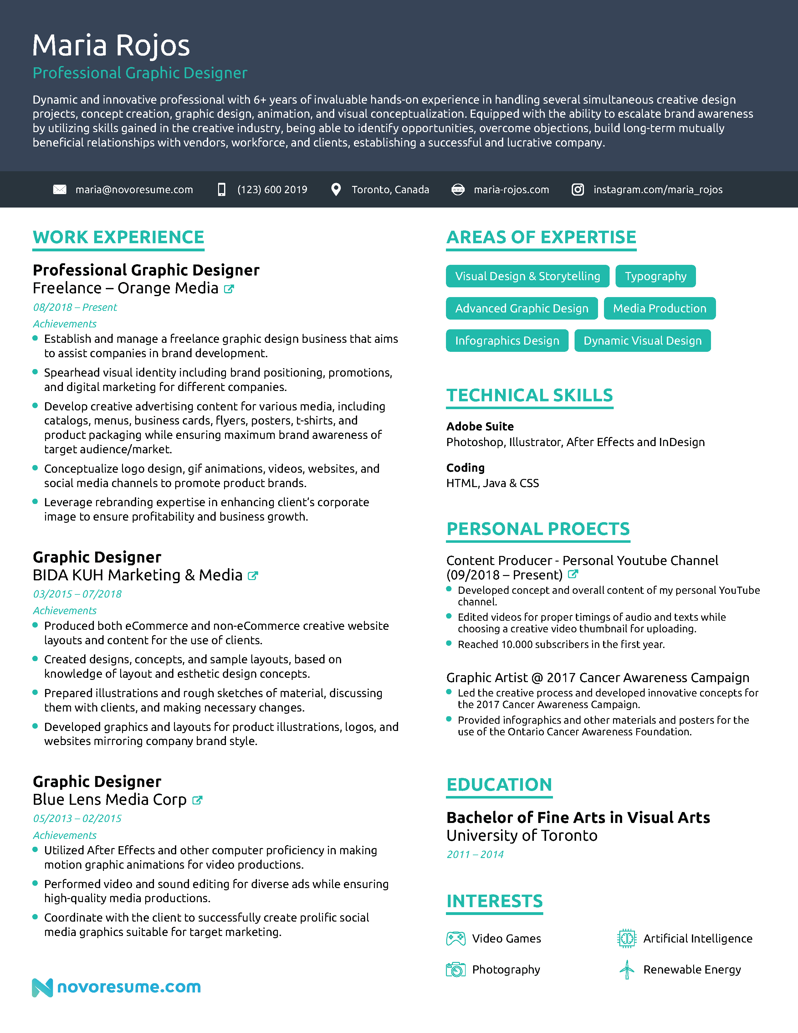 Professional Cv Template For Graphic Designer - KibrisPDR