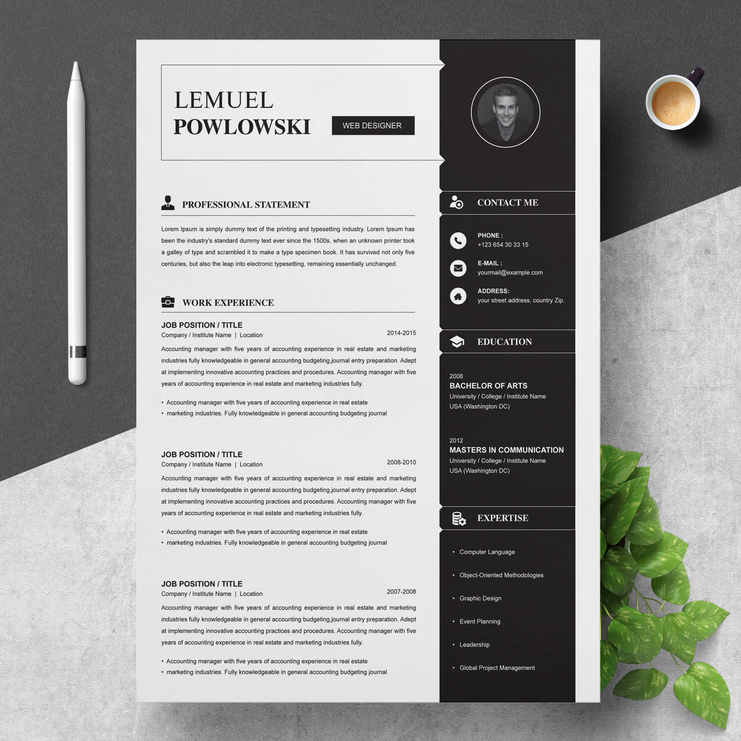 Detail Professional Cv Template For Graphic Designer Nomer 10