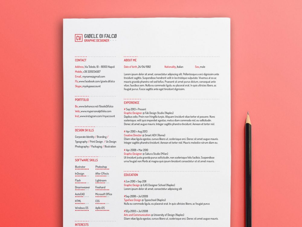 Detail Professional Cv Template For Graphic Designer Nomer 22