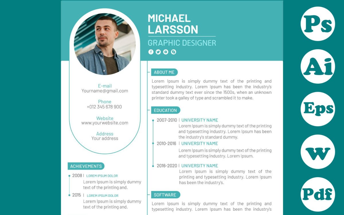 Detail Professional Cv Template For Graphic Designer Nomer 26