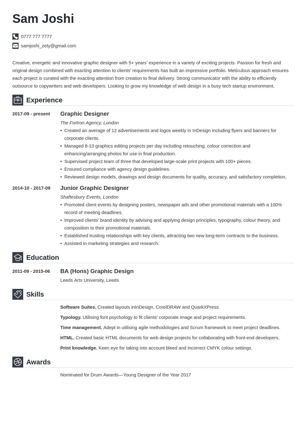 Detail Professional Cv Template For Graphic Designer Nomer 48