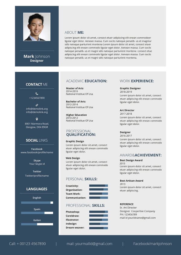 Detail Professional Cv Template For Graphic Designer Nomer 7