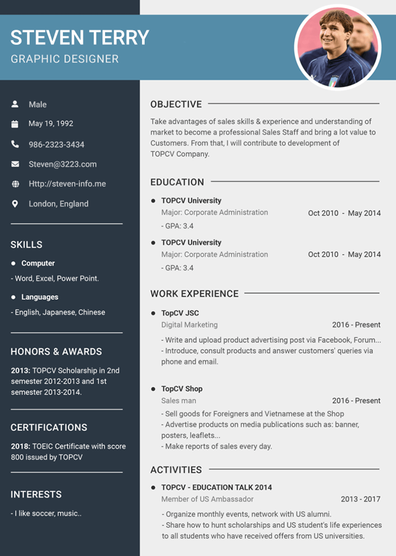 Detail Professional Cv Template Free Nomer 10