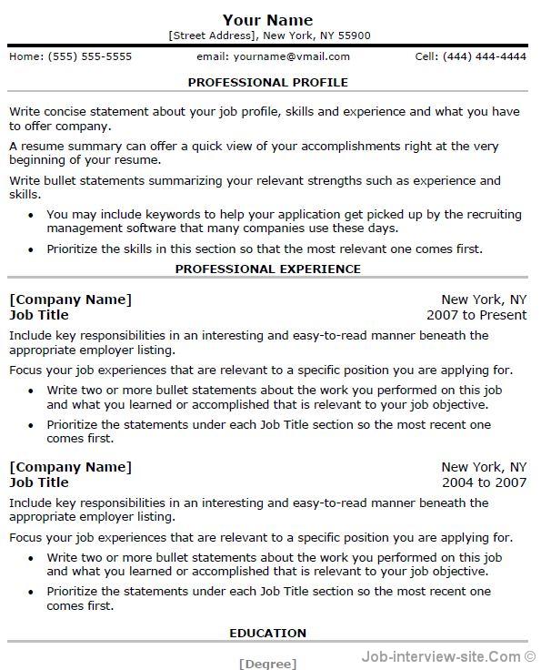 Detail Professional Resume Template Free Download Nomer 42