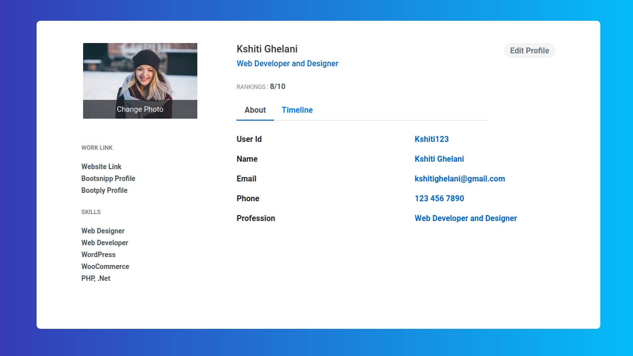 Profile Page Html Template Free Download - KibrisPDR