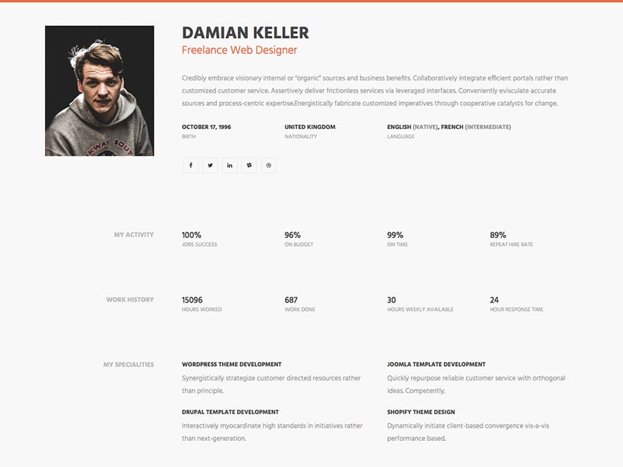 Detail Profile Template Html Free Nomer 6