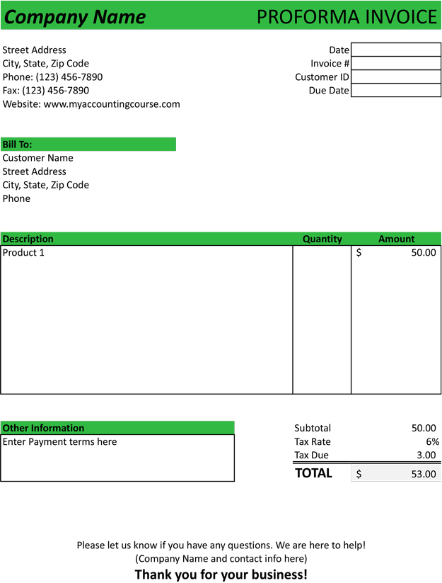 Detail Proforma Invoice Template Nomer 15