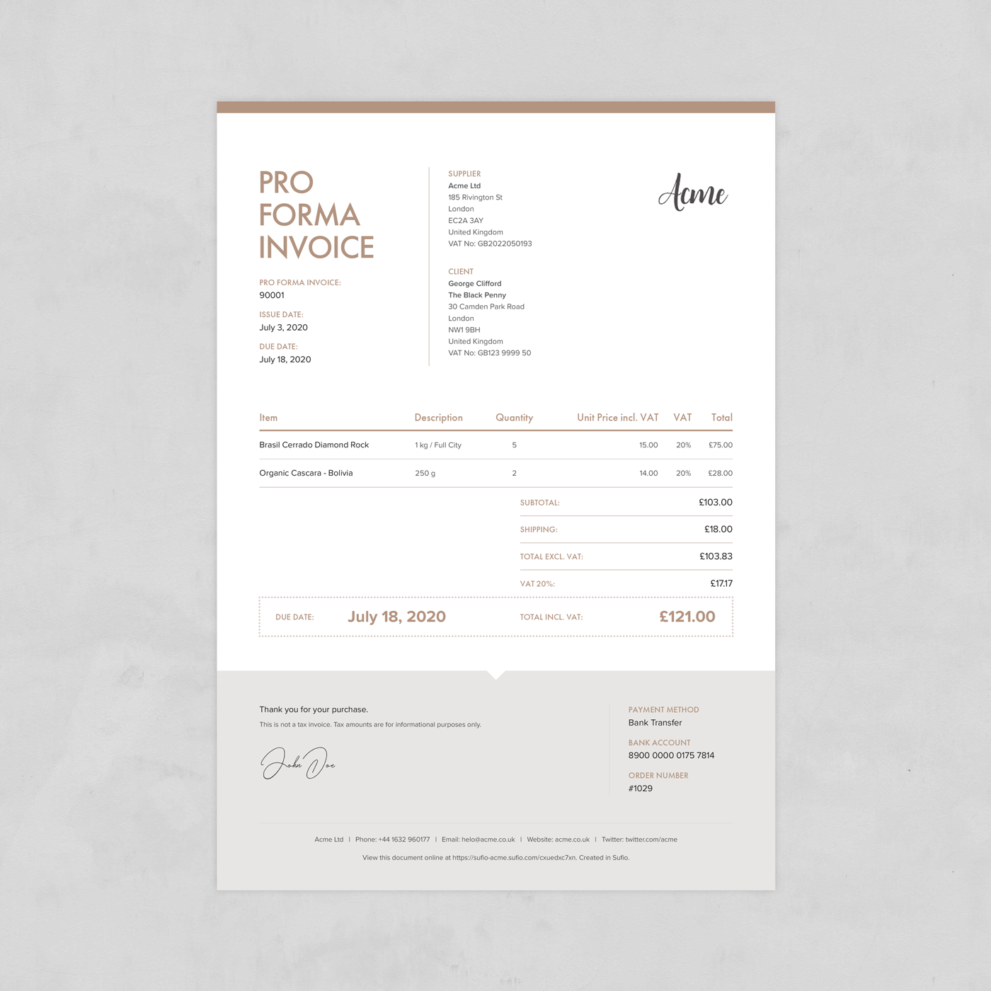 Detail Proforma Invoice Template Nomer 28