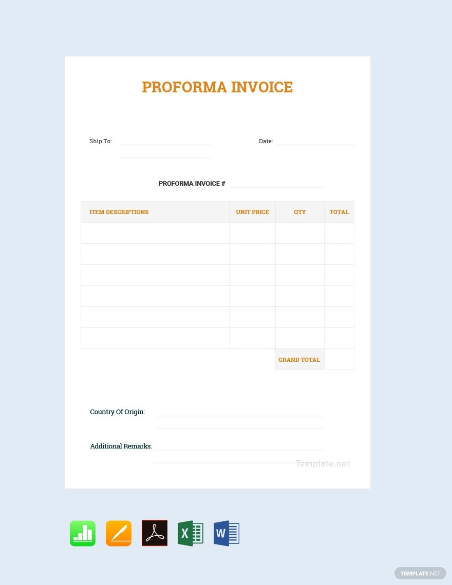 Detail Proforma Invoice Template Nomer 39