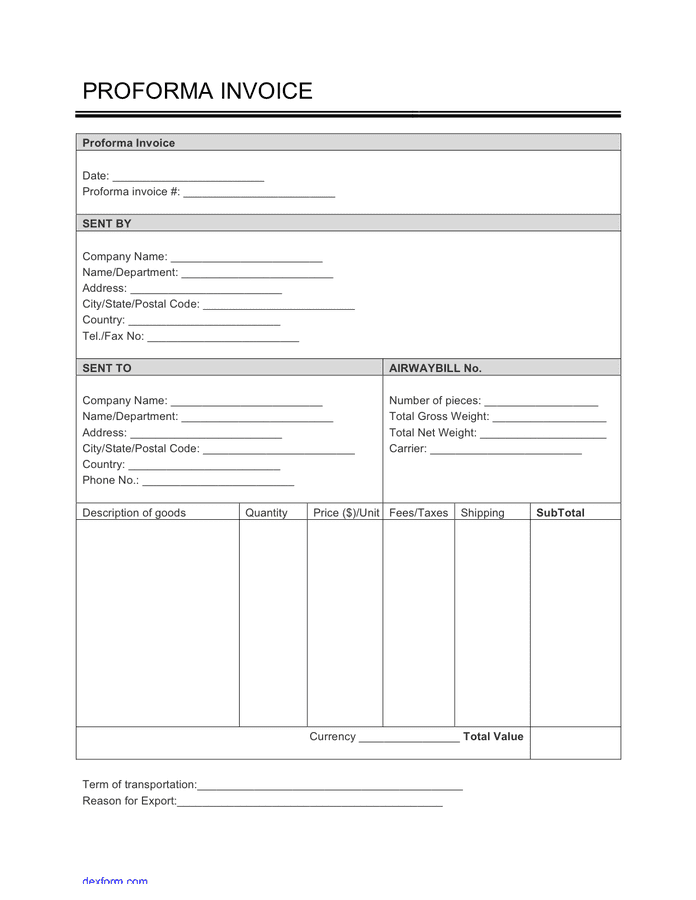 Detail Proforma Invoice Template Nomer 43