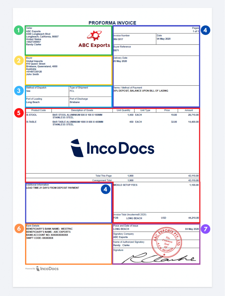 Detail Proforma Invoice Template Nomer 46