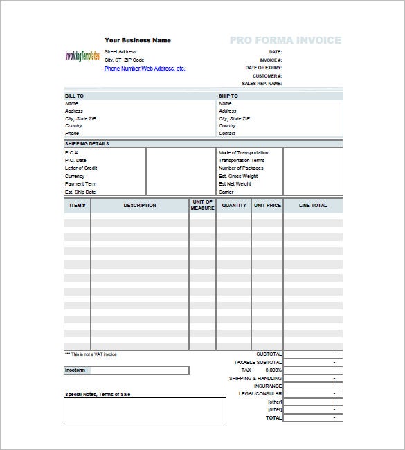 Detail Proforma Invoice Template Nomer 51