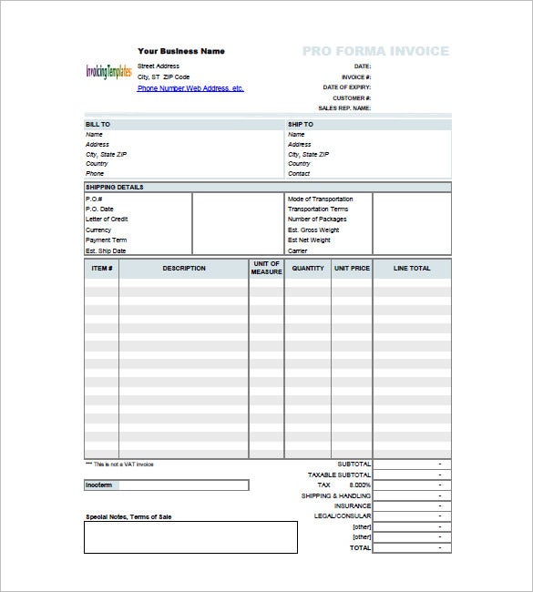 Detail Proforma Invoice Template Excel Nomer 12