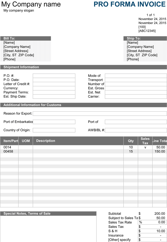 Detail Proforma Invoice Template Excel Nomer 17