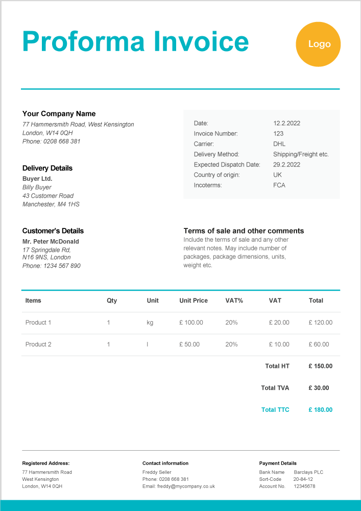 Detail Proforma Invoice Template Excel Nomer 29