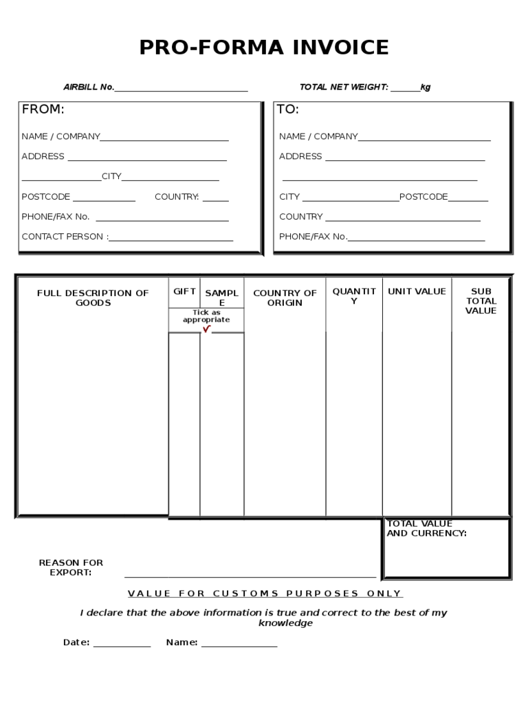 Detail Proforma Invoice Template Excel Nomer 30