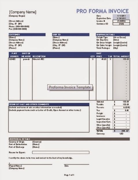 Detail Proforma Invoice Template Excel Nomer 32