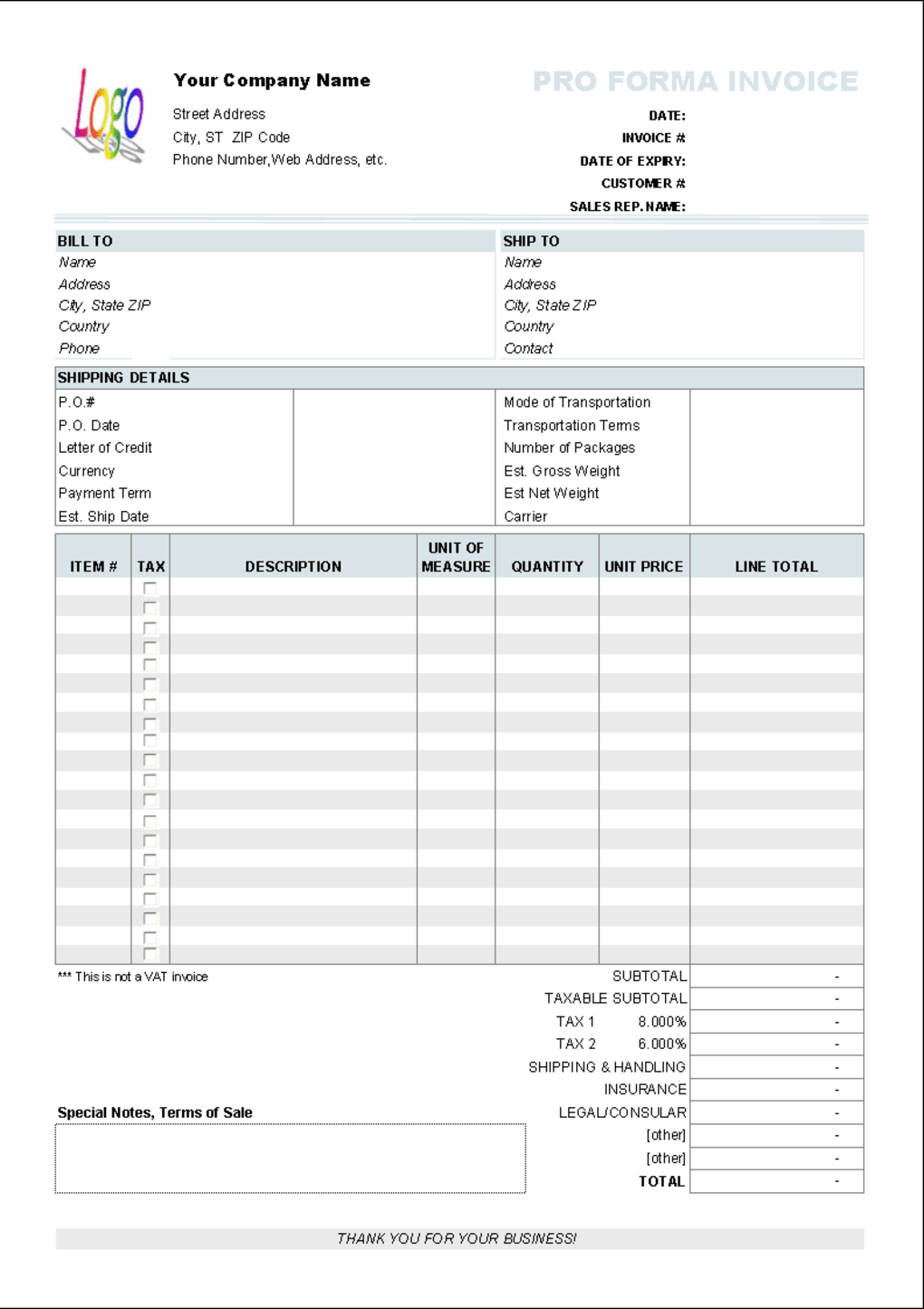 Detail Proforma Invoice Template Excel Nomer 36