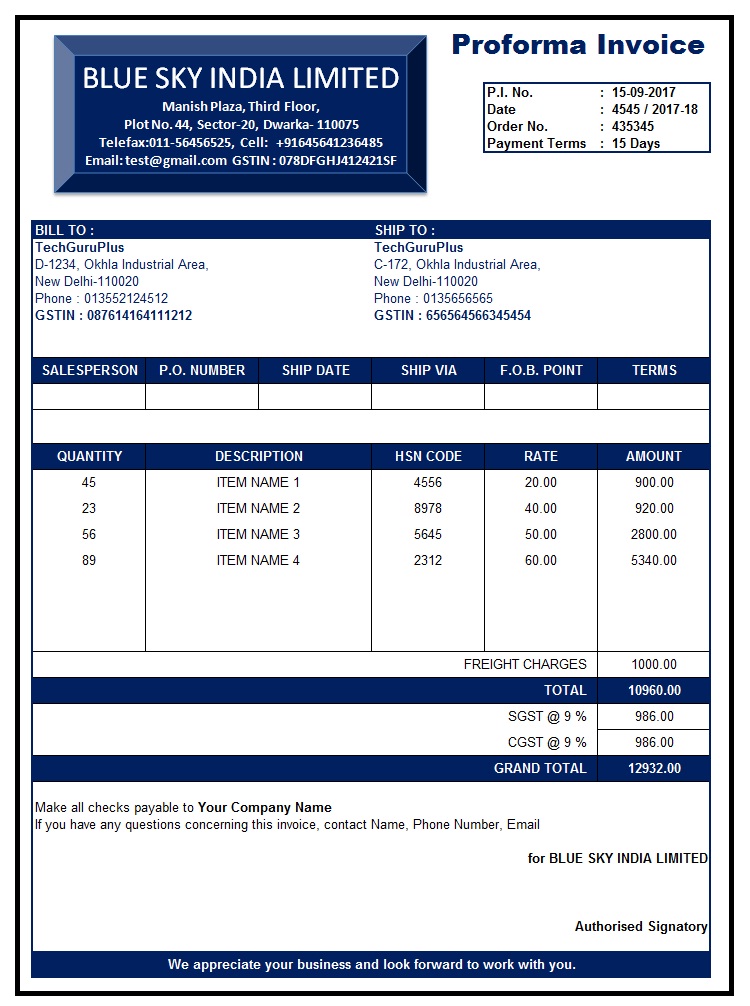 Detail Proforma Invoice Template Excel Nomer 37