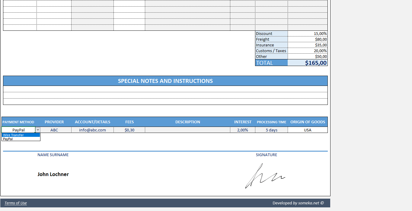 Detail Proforma Invoice Template Excel Nomer 39