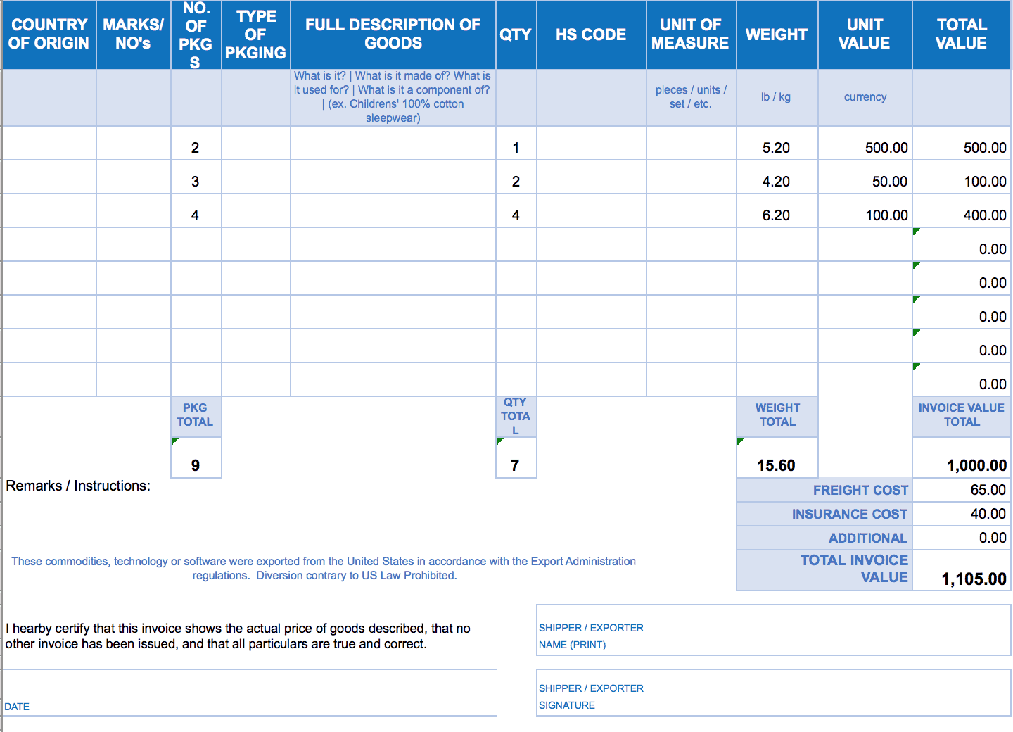 Detail Proforma Invoice Template Excel Nomer 42