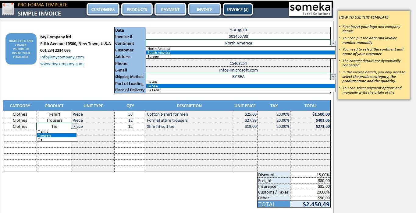 Detail Proforma Invoice Template Excel Nomer 45