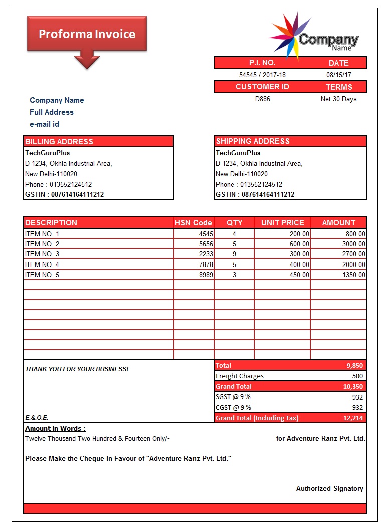 Detail Proforma Invoice Template Excel Nomer 47