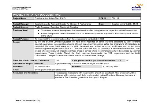 Detail Programme Initiation Document Template Nomer 12