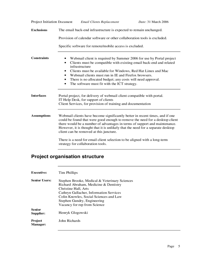 Detail Programme Initiation Document Template Nomer 29
