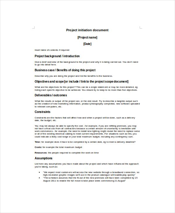Detail Programme Initiation Document Template Nomer 31
