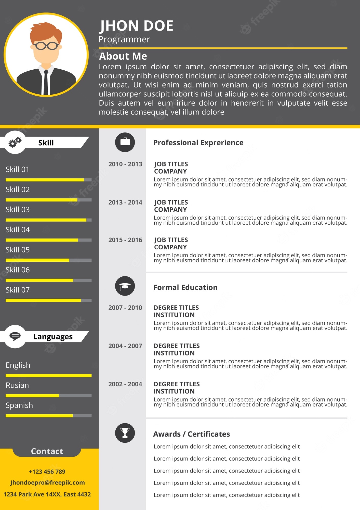 Detail Programmer Resume Template Nomer 12