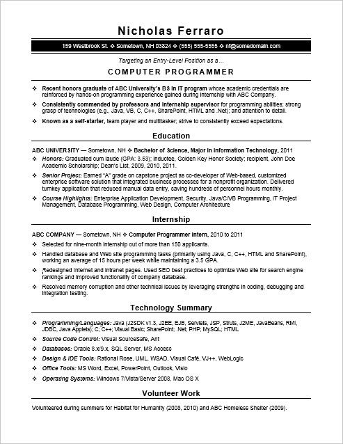 Detail Programmer Resume Template Nomer 32