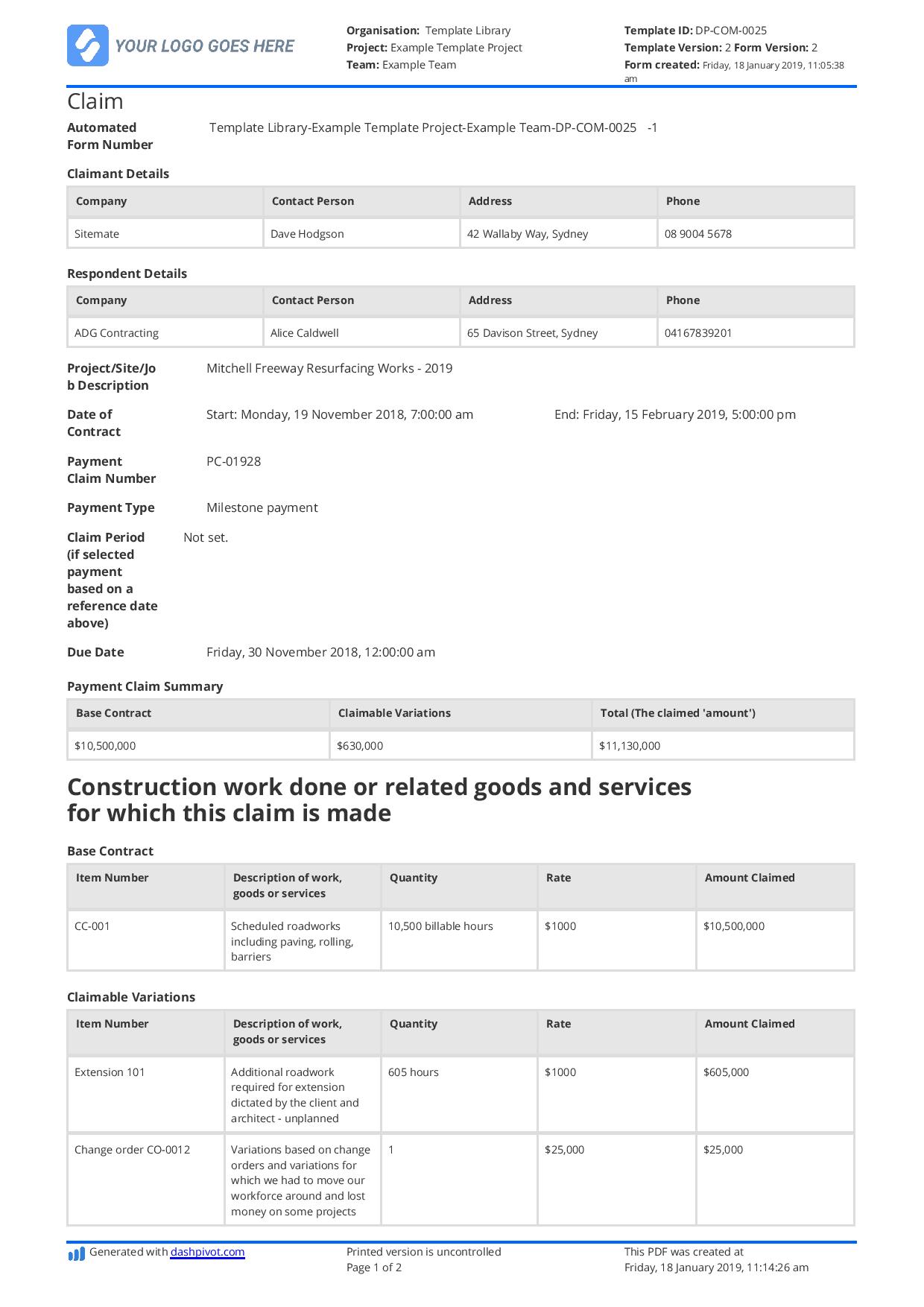 Progress Claim Construction Template - KibrisPDR