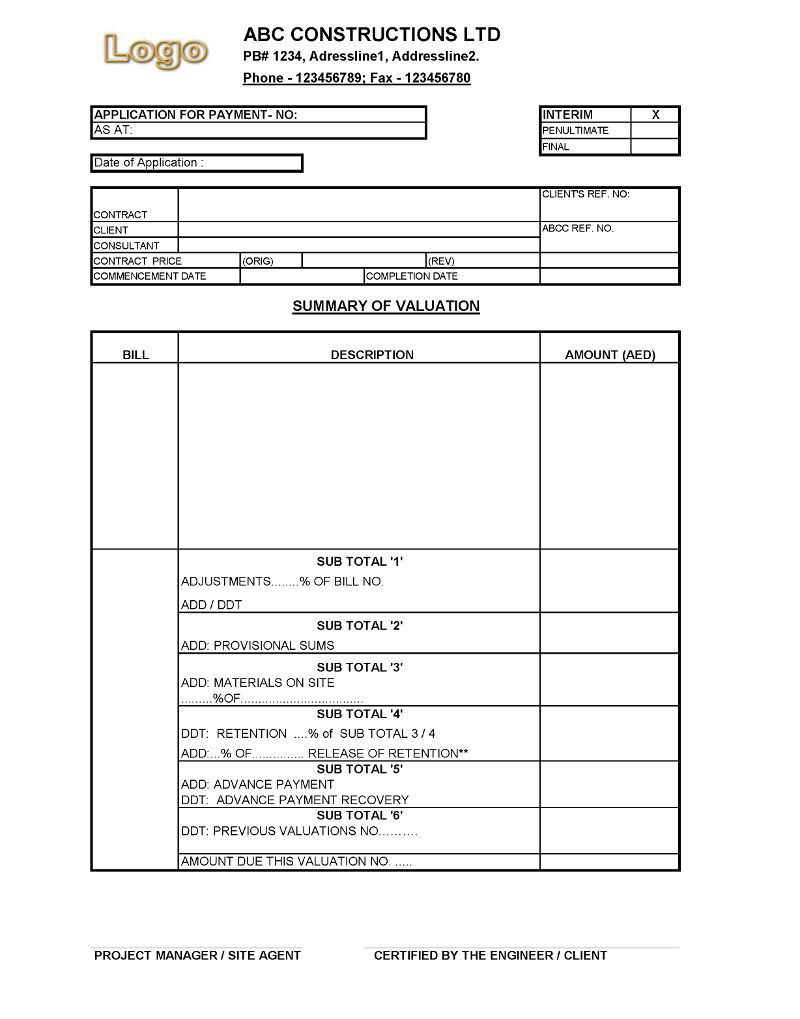 Detail Progress Claim Construction Template Nomer 27